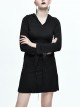 Gothic Black Slim Hooded Cobweb Lace Long Sleeve Dress