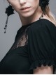 Gothic Black Lace Collar Short Sleeve Slim Mini Dress
