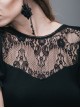 Gothic Black Lace Collar Short Sleeve Slim Mini Dress