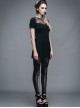 Gothic Black Lace Collar Short Sleeve Slim Mini Dress