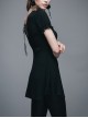 Gothic Black Lace Collar Short Sleeve Slim Mini Dress