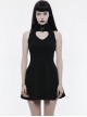 Gothic Black Heart Shape Chest Hollow Out Lace-up Sleeveless Dress