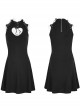 Gothic Black Heart Shape Chest Hollow Out Lace-up Sleeveless Dress