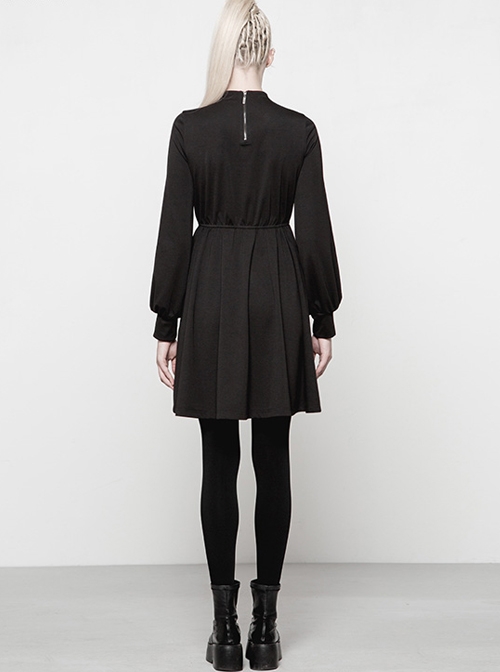 Gothic Diablo Series Black High-collar Long Sleeve Dress