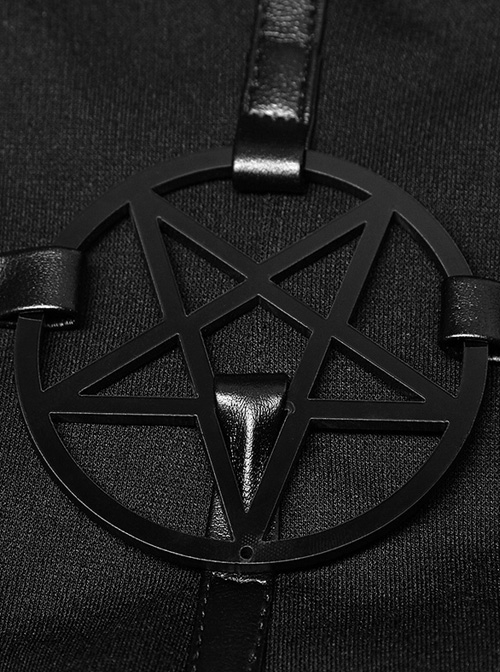 Gothic Diablo Series Black High-collar Long Sleeve Dress