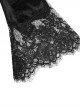 Gothic Black Velour Lace Stitching A-line Hem Long Sleeve Dress