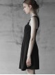 Gothic Little A-line Hem Black Chiffon Pleated Sling Dress