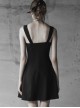 Gothic Little A-line Hem Black Chiffon Pleated Sling Dress