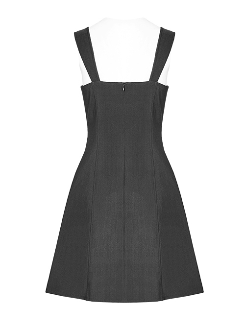 Gothic Little A-line Hem Black Chiffon Pleated Sling Dress