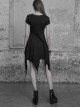 Gothic Black Cotton Irregular Hem Short Sleeve Dress