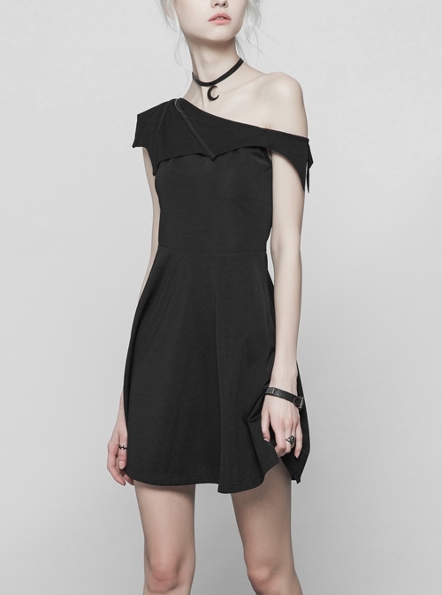 Gothic Bat Collar Sexy Black Strapless Dress