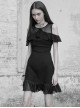 Gothic Black Mesh Stitching Chiffon Ruffle Strapless Dress