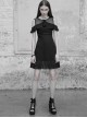 Gothic Black Mesh Stitching Chiffon Ruffle Strapless Dress
