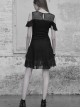 Gothic Black Mesh Stitching Chiffon Ruffle Strapless Dress