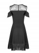 Gothic Black Mesh Stitching Chiffon Ruffle Strapless Dress