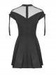 Gothic Black Chiffon Sexy A-line Hem Lace-up Short Sleeve Dress