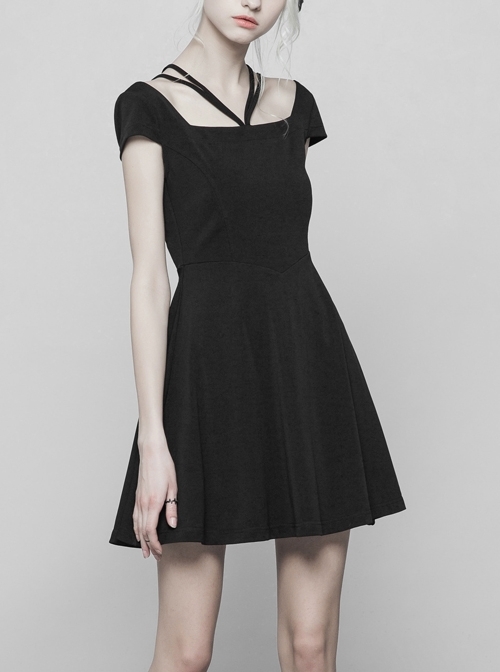 Gothic Black Back Lace Stitching Cover Sleeve Dress