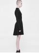 Gothic Black Punk Long Sleeve A-type Hem Short Dress
