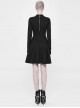 Gothic Black Punk Long Sleeve A-type Hem Short Dress
