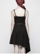 Gothic Daily Black Punk Mesh Small Eyelet Decoration Irregular Hem Sling Dress
