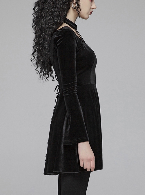 black velvet long dress with sleeves