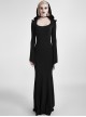 Gothic Mysterious Hooded Slim Long Sleeve Long Dress