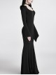 Gothic Mysterious Hooded Slim Long Sleeve Long Dress