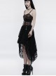 Gothic Black Or Brown PU Leather Punk Lace Hem Sling Dress