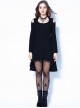 Gothic Black Off Shoulder And Cross Back Long Sleeve Dress