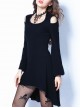 Gothic Black Off Shoulder And Cross Back Long Sleeve Dress