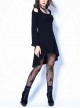 Gothic Black Off Shoulder And Cross Back Long Sleeve Dress