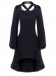 Gothic Black Off Shoulder And Cross Back Long Sleeve Dress
