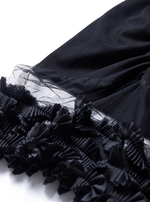 Gothic Cute Cross Chain Sleeveless Lace Hem Dress - Magic Wardrobes