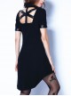 Gothic Black Hollow-out Doll Collar Fitted Short Sleeve Dress