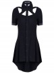 Gothic Black Hollow-out Doll Collar Fitted Short Sleeve Dress