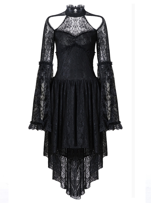 Gothic Black Lace Slim Sexy Long Sleeve Dress - Magic Wardrobes