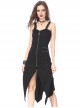 Gothic Side Rope Ornament Halter Black Elastic Sling Dress