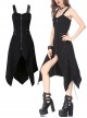 Gothic Side Rope Ornament Halter Black Elastic Sling Dress