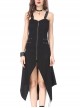 Gothic Side Rope Ornament Halter Black Elastic Sling Dress