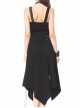 Gothic Side Rope Ornament Halter Black Elastic Sling Dress