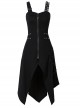 Gothic Side Rope Ornament Halter Black Elastic Sling Dress