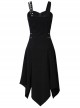 Gothic Side Rope Ornament Halter Black Elastic Sling Dress