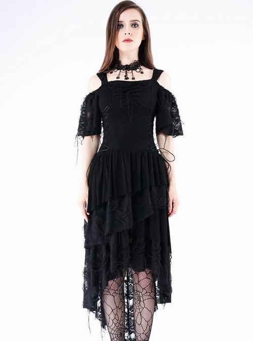 Gothic Punk Black Rose Knitted Cocktail Dress