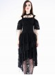 Gothic Punk Black Rose Knitted Cocktail Dress