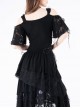 Gothic Punk Black Rose Knitted Cocktail Dress