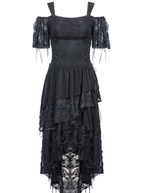 Gothic Punk Black Rose Knitted Cocktail Dress - Magic Wardrobes