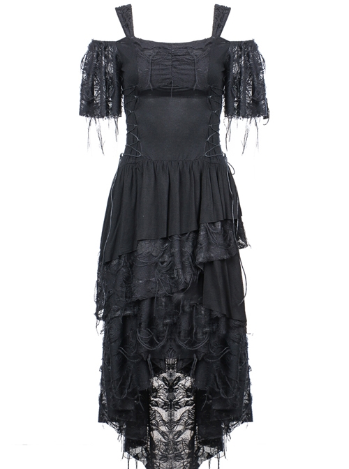 Gothic Punk Black Rose Knitted Cocktail Dress