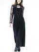 Gothic Black Lace Knitted Stitching Long Sleeve Long Dress