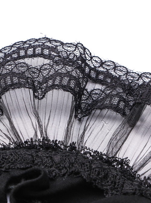 Gothic Black Lace Knitted Stitching Long Sleeve Long Dress