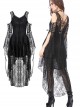 Black Lace Gothic Elegant High-Low Hem Lace-up Dress